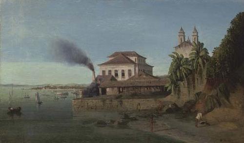 Francois-Rene Moreaux Solar do Unhao, com a Igreja de Nossa Senhora da Conceicao da Praia, Salvador da Bahia oil painting picture